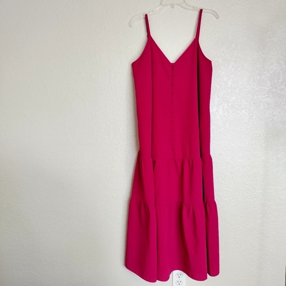 Ted Baker London Luaan Button Through Cami Dress Fuchsia sz 3/ L - Picture 2 of 10